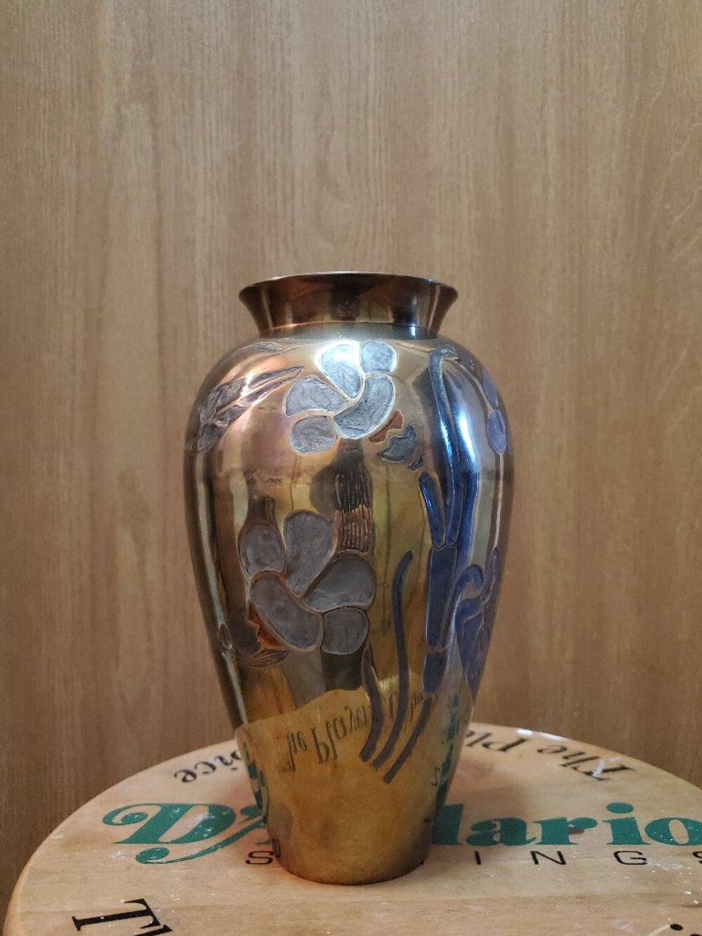 Rosenthal-Netter Enameled Brass Vase Floral MCM - Picture 4 of 10